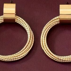 Gold Circle Drop Earrings